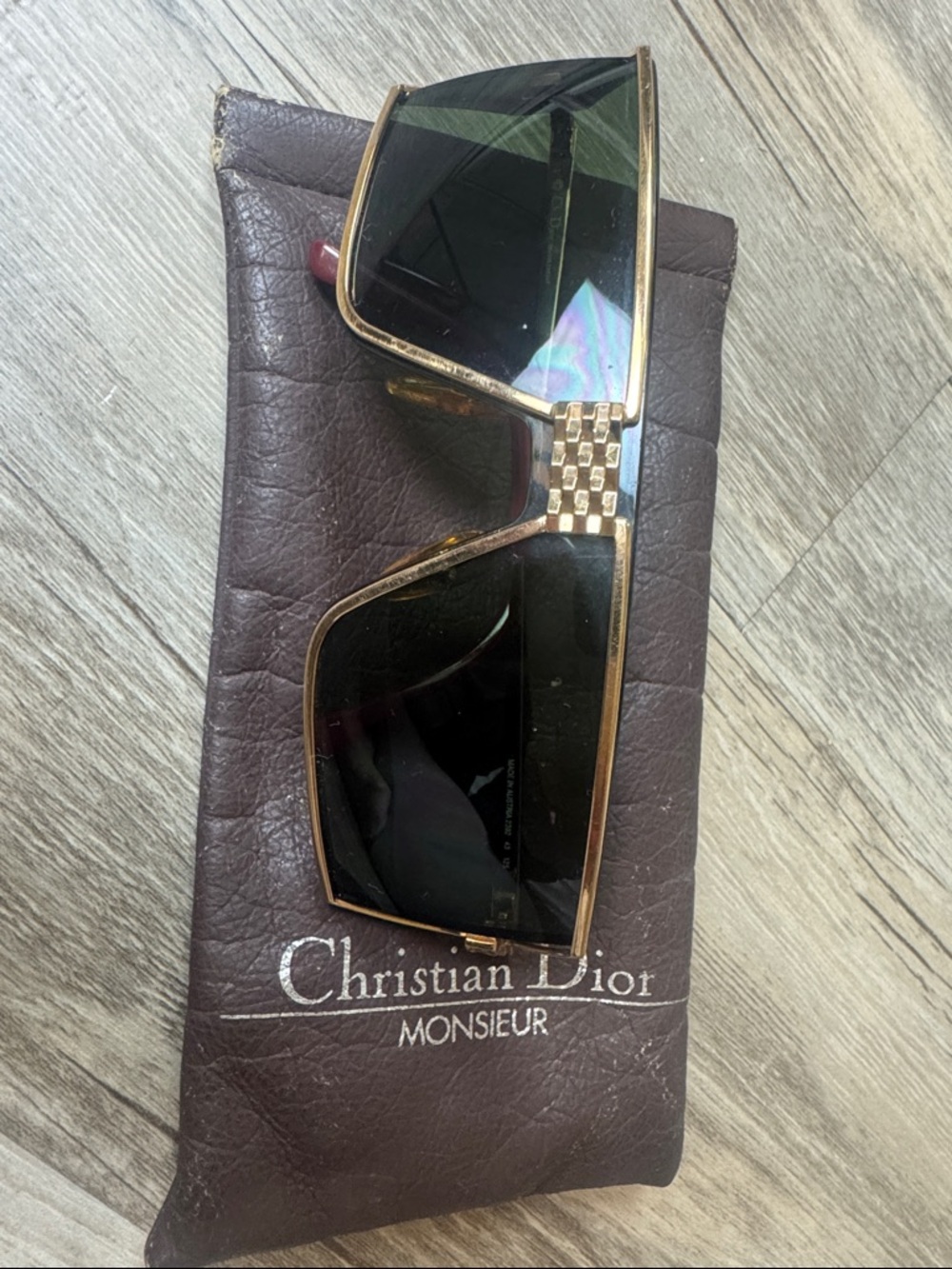 Christian Dior Monsieur 2392 Vintage Shield Sunglasses Green Gold - Picture 8 of 9